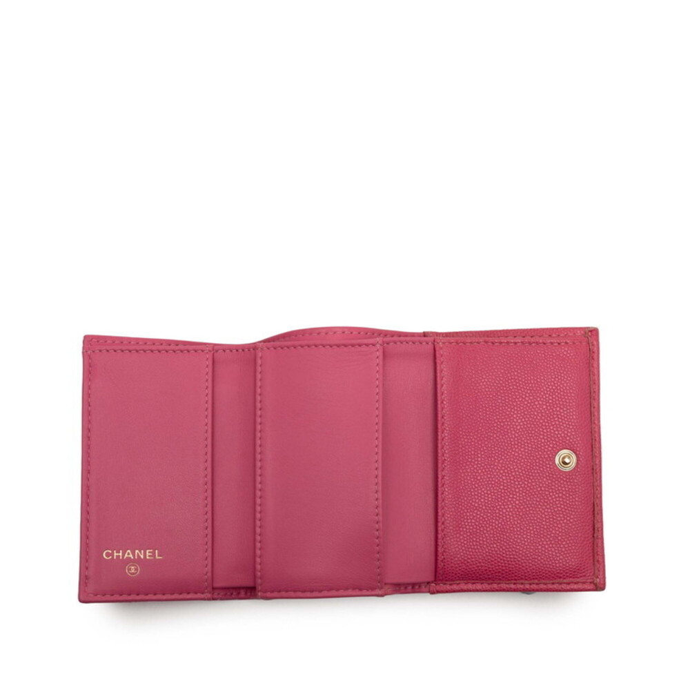 CHANEL Authentic Pink Caviar Leather Logo Wallet - Picture 4 of 9